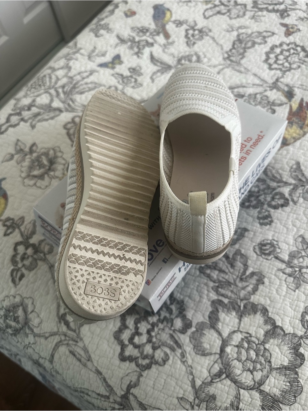 Sketchers Bob’s Comfort Knit Slip-On Flats in Off-White - Picture 6 of 8